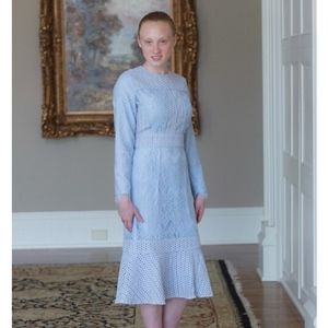 Dainty Jewells Light pale Blue Lace Long-Sleeve Dress